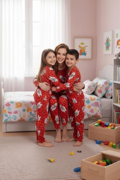 KARDAN ADAM ÇOCUK PİJAMA TAKIMI  Kırmızı
