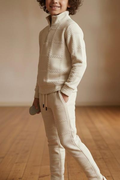 BAYRAMLIK YARIM FERMUARLI ERKEK KAPİTONELİ TAKIM Bej