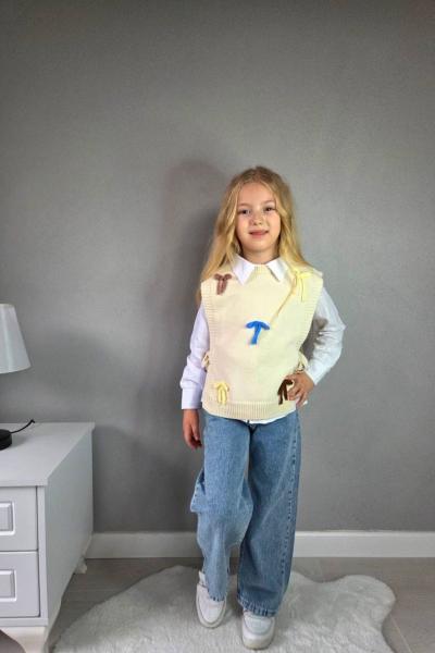 BAYRAMLIK 3 LÜ SÜVETERİ FİYONKLU TRİKO KOT TAKIM  Krem