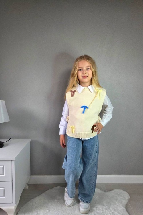 BAYRAMLIK 3 LÜ SÜVETERİ FİYONKLU TRİKO KOT TAKIM  Krem