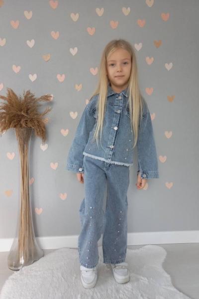 BAYRAMLIK BÜYÜK TAŞLI CEKETLİ KOT TAKIM Mavi