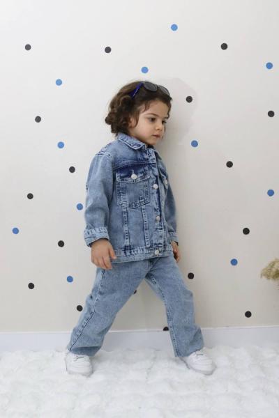 BAYRAMLIK SADE CEKETLİ KOT TAKIM  Mavi