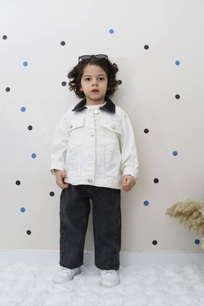 BAYRAMLIK ÜSTÜ BEYAZ CEKETLİ KOT TAKIM  Beyaz