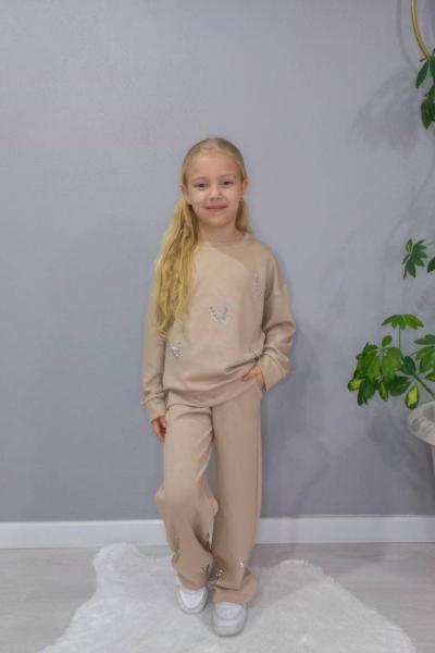 BAYRAMLIK TAŞLI KELEBEKLİ İSPANYOL TAKIM  Bej