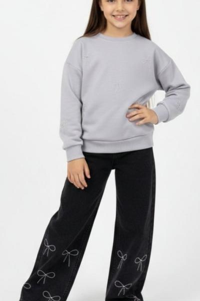 BAYRAMLIK ÜSTÜ VE PANTOLONU TAŞLI FİYONKLU ALTI KOT TAKIM Gri