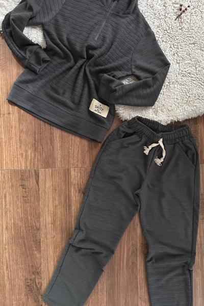 PREMİUM YARIM FERMUARLI DAİSY ETİKETLİ EŞOFMAN TAKIMI  Antrasit