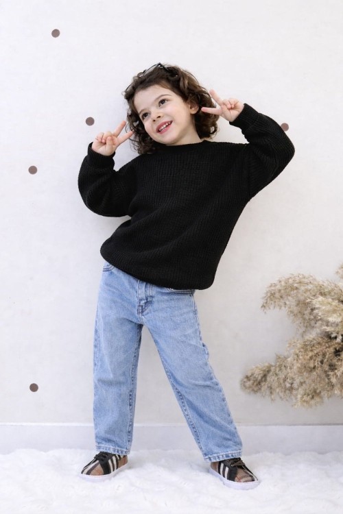 BAYRAMLIK TRİKO KAZAKLI ERKEK KOT TAKIM  Siyah