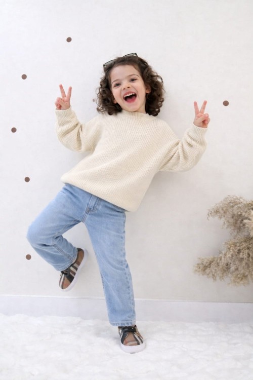 BAYRAMLIK TRİKO KAZAKLI ERKEK KOT TAKIM  Krem