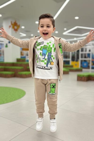 MİNECRAFT 3 LÜ ERKEK TARZ TAKIM Bej