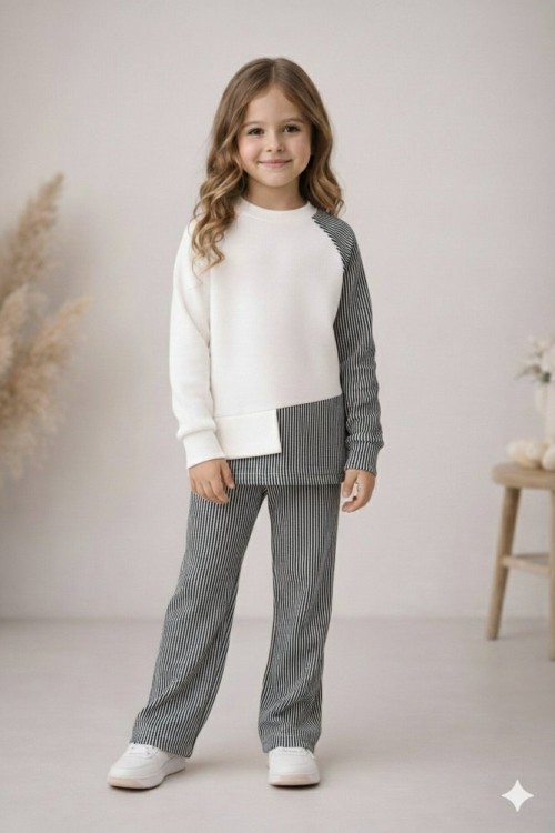 ÜST TEK KOLU ALT SU YOLU KUMAŞI TARZ UNİSEX TAKIM Siyah