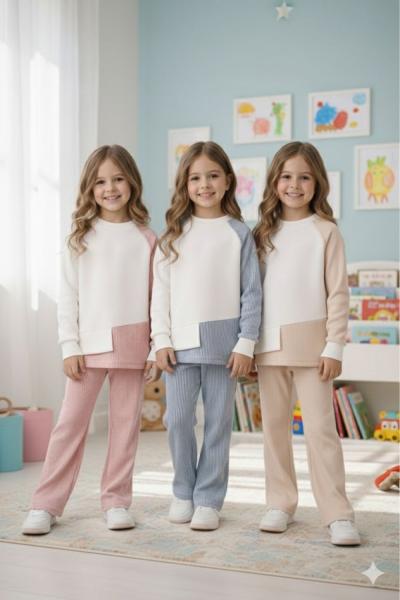 ÜST TEK KOLU ALT SU YOLU KUMAŞI TARZ UNİSEX TAKIM Pembe