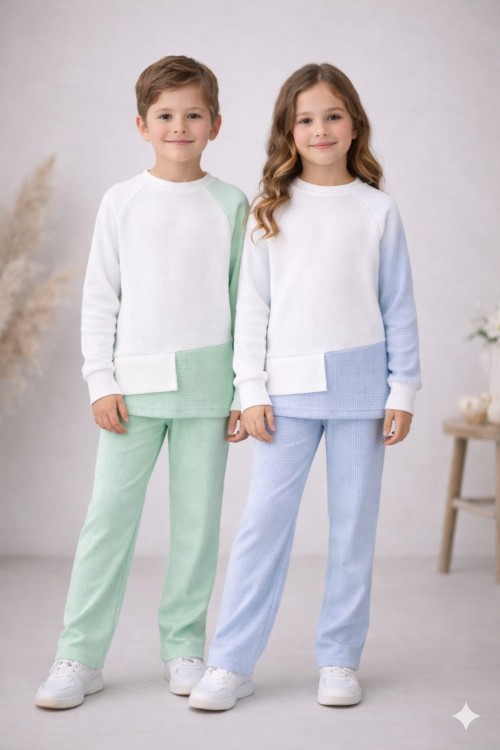 ÜST TEK KOLU ALT SU YOLU KUMAŞI TARZ UNİSEX TAKIM Mint Yeşili