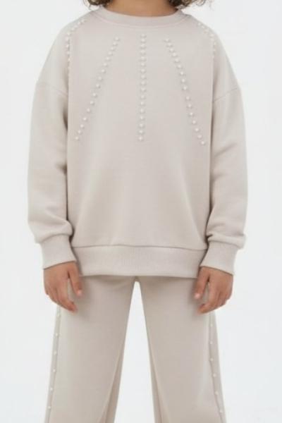 BAYRAMLIK ÜSTÜ İNCİLİ ALT YANLARI İNCİLİ İSPANYOL TAKIM  Krem