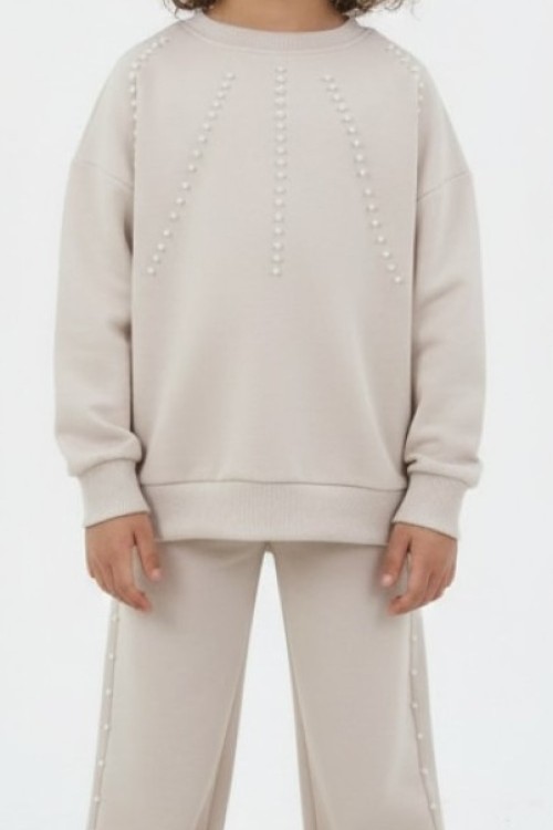 BAYRAMLIK ÜSTÜ İNCİLİ ALT YANLARI İNCİLİ İSPANYOL TAKIM  Krem