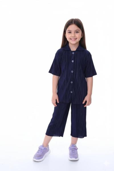 KRINKIL KUMAŞ KAPRİLİ KIZ TAKIM Lacivert