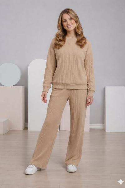 ANNE FİTİLLİ KADİFE RAHAT  TAKIM  Kahverengi Bej