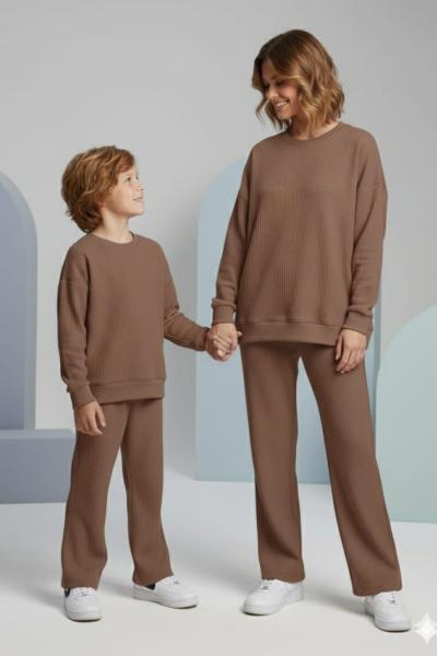 ANNE FİTİLLİ KADİFE RAHAT  TAKIM  Kahverengi