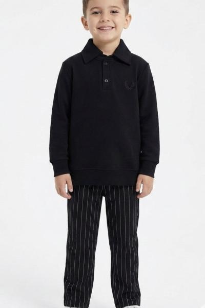 BAYRAMLIK İMAJ ALT ÇİZGİLİ TARZ ERKEK TAKIM Siyah