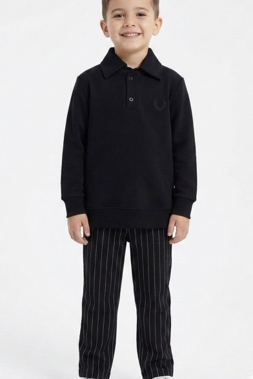 BAYRAMLIK İMAJ ALT ÇİZGİLİ TARZ ERKEK TAKIM Siyah