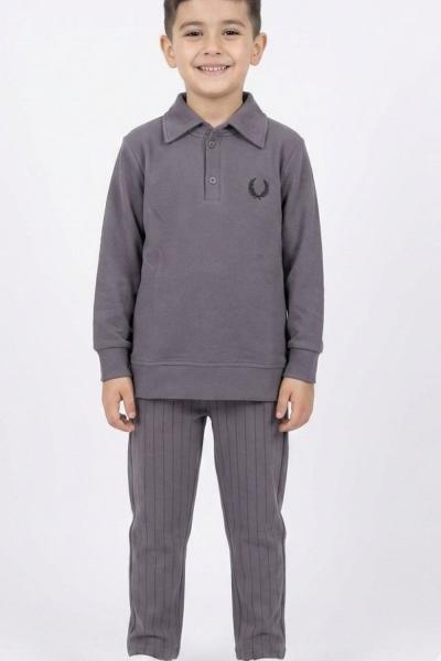 BAYRAMLIK İMAJ ALT ÇİZGİLİ TARZ ERKEK TAKIM Gri