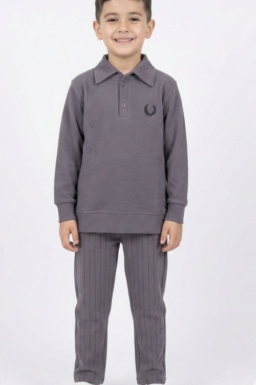 BAYRAMLIK İMAJ ALT ÇİZGİLİ TARZ ERKEK TAKIM Gri