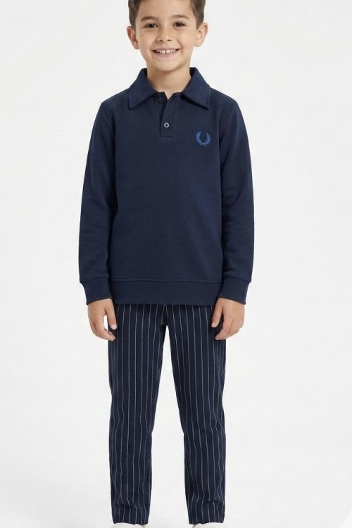 BAYRAMLIK İMAJ ALT ÇİZGİLİ TARZ ERKEK TAKIM Lacivert