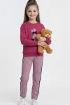 MEVSİMLİK RENKLİ  ÜST PONPON TAVŞANLI ALT KARELİ YANLAR ŞERİTLİ TAKIM Fuşya