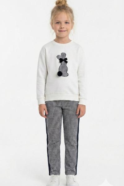 MEVSİMLİK BEYAZ PONPON TAVŞANLI ALT KARELİ YANLAR ŞERİTLİ TAKIM  Siyah