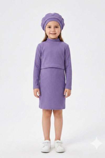 3 LÜ ŞAPKALI FİTİLLİ ELBİSE  Lila