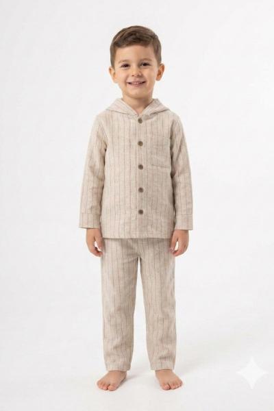 TAM DÜĞMELİ KAPŞONLU ÇİZGİLİ TAKIM  Kırmızı