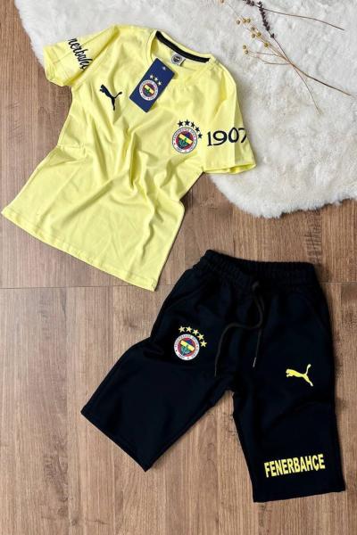 F TARAFTAR  KISAKOL YAZLIK KAPRİ TAKIM Sarı