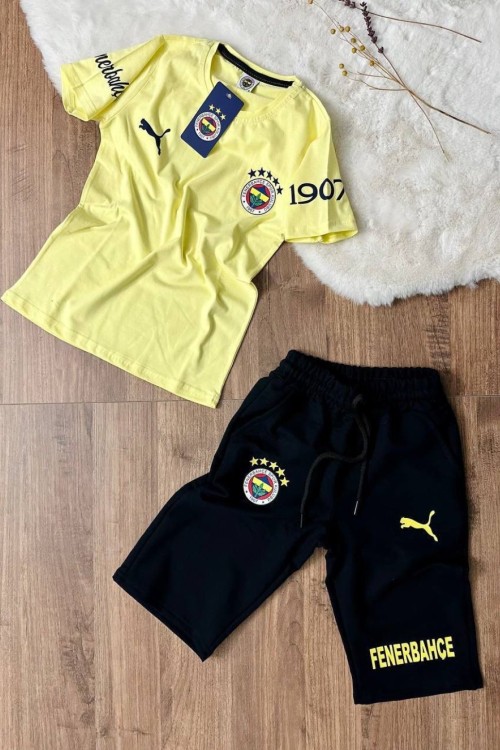 F TARAFTAR  KISAKOL YAZLIK KAPRİ TAKIM Sarı