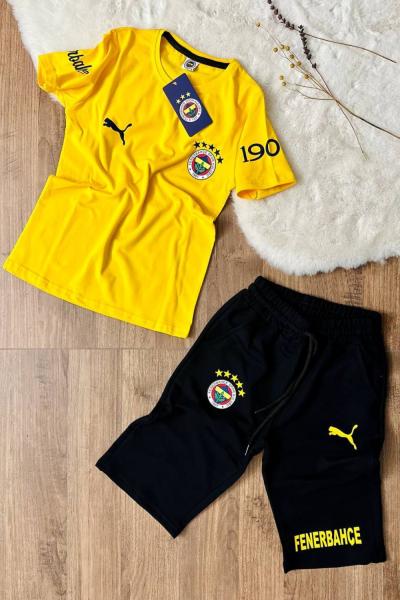 F TARAFTAR  KISAKOL YAZLIK KAPRİ TAKIM Altın Sarısı