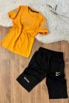 ORTASI İKİLİ NİKE KOLLARI BASKILI KAPRİSİ NİKE AİR BASKILI TAKIM Hardal Sarısı