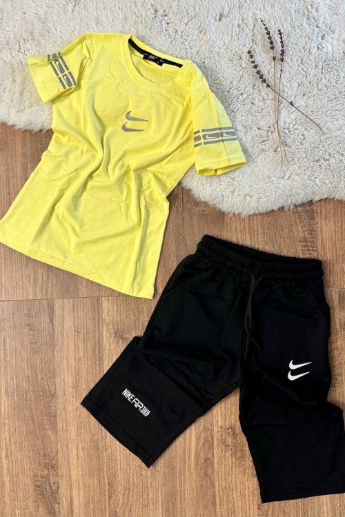 ORTASI İKİLİ NİKE KOLLARI BASKILI KAPRİSİ NİKE AİR BASKILI TAKIM Sarı