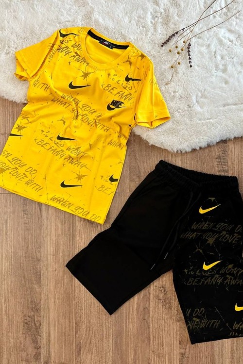 WHEN YOU DO YAZILI HER YERİ NİKE ALT YAZILI KAPRİ TAKIM  Sarı
