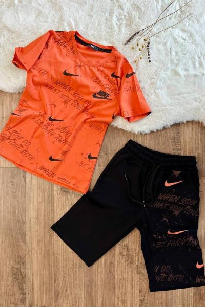 WHEN YOU DO YAZILI HER YERİ NİKE ALT YAZILI KAPRİ TAKIM  Turuncu