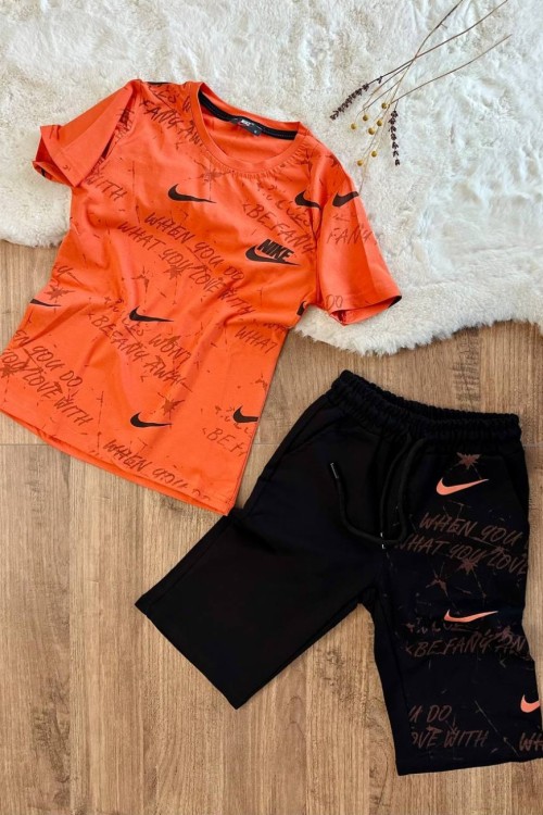 WHEN YOU DO YAZILI HER YERİ NİKE ALT YAZILI KAPRİ TAKIM  Turuncu