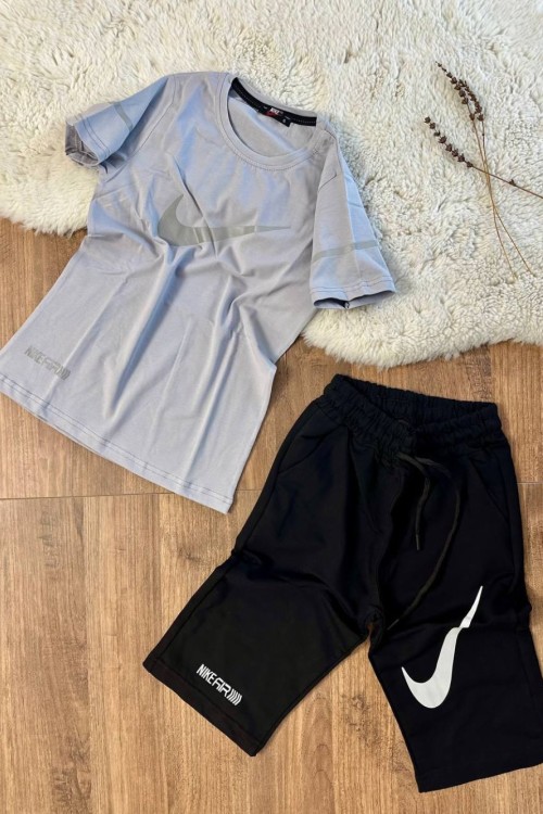 ORTASI BÜYÜK NİKE ALTI BÜYÜK NİKE KAPRİ TAKIM  Gri