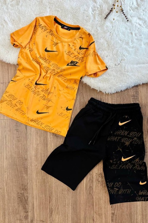 WHEN YOU DO YAZILI HER YERİ NİKE ALT YAZILI KAPRİ TAKIM  Hardal Sarısı