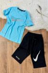 ORTASI BÜYÜK NİKE ALTI BÜYÜK NİKE KAPRİ TAKIM  Bebe Mavisi