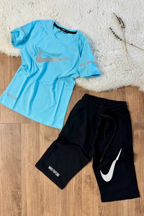 ORTASI BÜYÜK NİKE ALTI BÜYÜK NİKE KAPRİ TAKIM  Bebe Mavisi