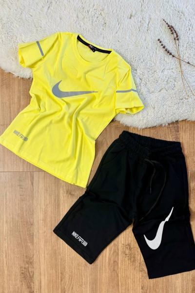 ORTASI BÜYÜK NİKE ALTI BÜYÜK NİKE KAPRİ TAKIM  Sarı