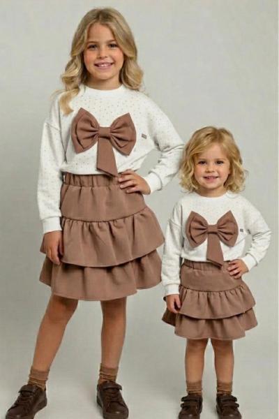 FİYONKLU BADİSİ TAŞLI KATKAT ETEKLİ TAKIM Kahverengi