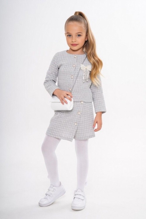 ŞORT ETEKLİ ÇANTALI KAZ AYAKLI TAKIM Gri