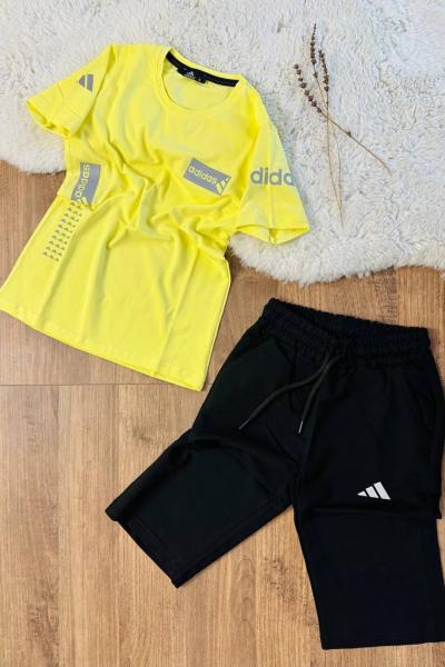 KUTULU ADİDAS YAZILI KOLU BÜYÜK ADİDAS KAPRİ TAKIM  Sarı