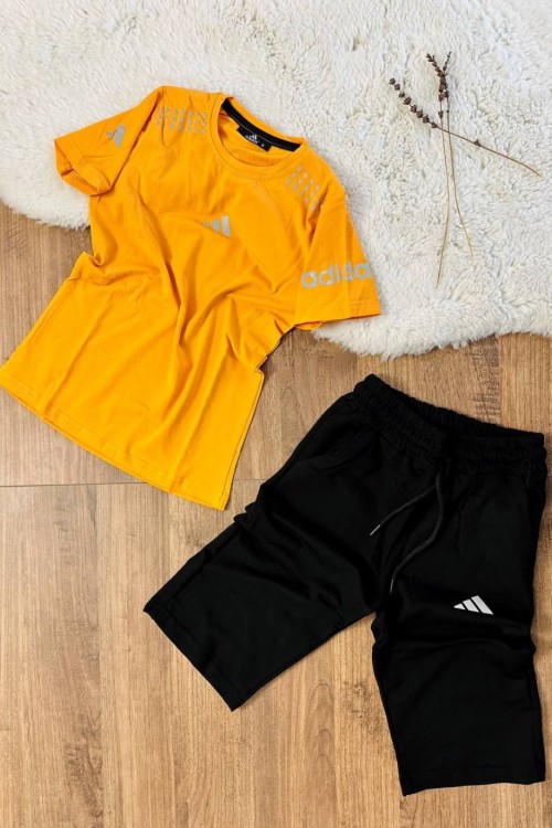 ORTADA ADİDAS OMZU BASKILI KAPRİLİ TAKIM  Turuncu