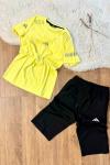 ORTADA ADİDAS OMZU BASKILI KAPRİLİ TAKIM  Sarı
