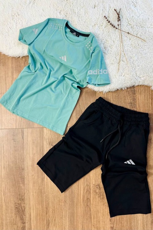 ORTADA ADİDAS OMZU BASKILI KAPRİLİ TAKIM  Yeşil