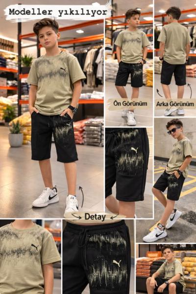 HERYERİ DALGALI NOKTALI PUMA KAPRİ TAKIM  Bej